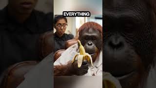 Worst Client Ever… Orangutan Gets a Haircut While Eating a Banana 🐵🍌💀#shorts #ytshorts #orangutan