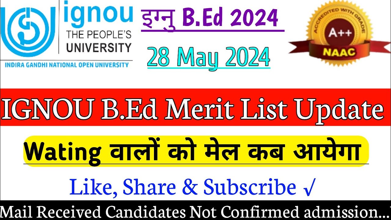 ignou bed merit list 2024 || ignou bed || ignou bed Cut off 2024 ...