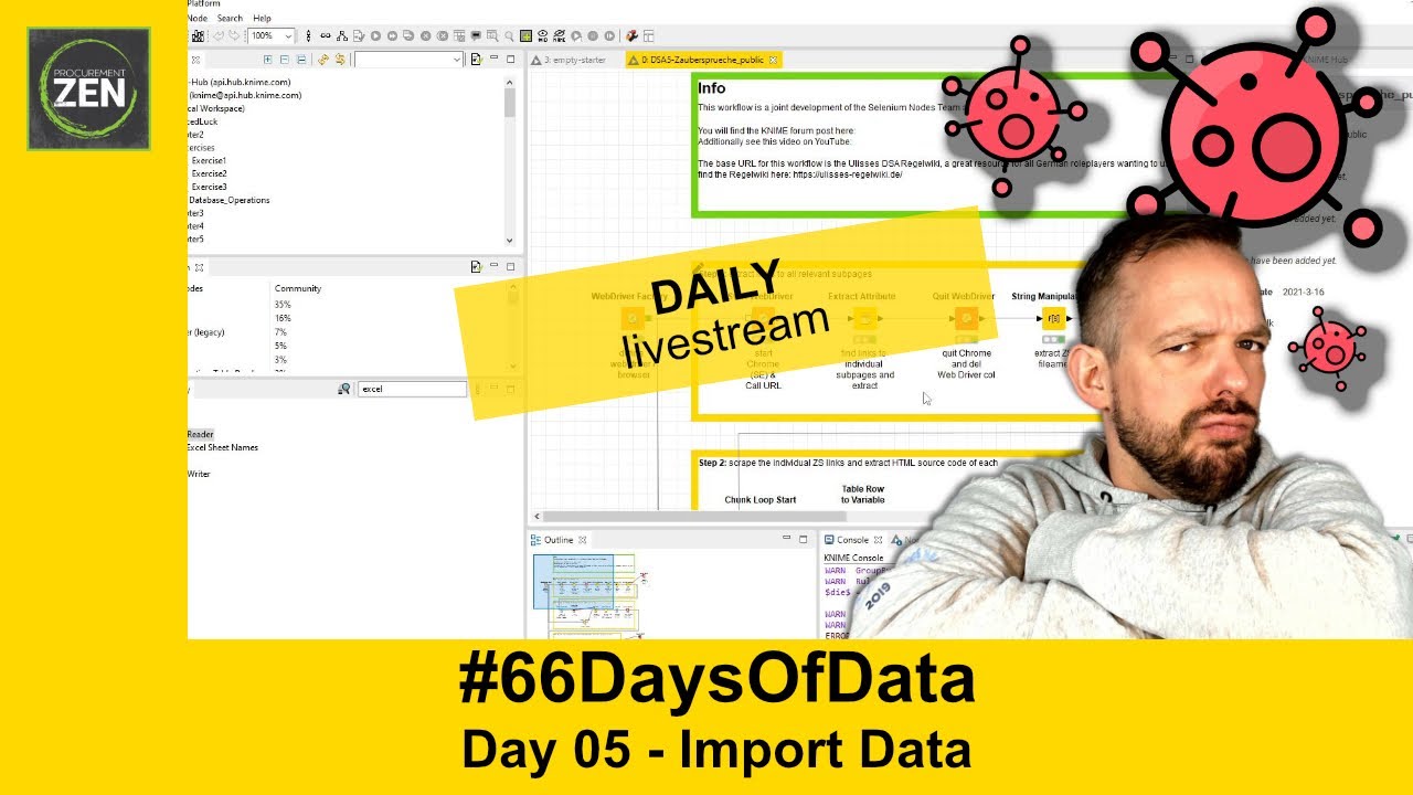 KNIME import data - day 5 - 66 days of data with KNIME