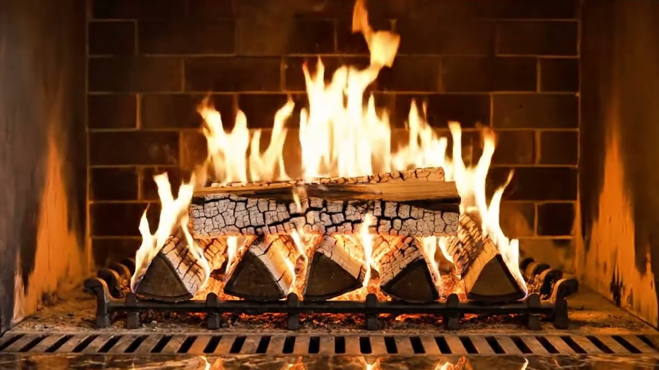 Burning Logs | Classic Brick Fireplace | Deep Sleep & Cozy Vibes | No Ads