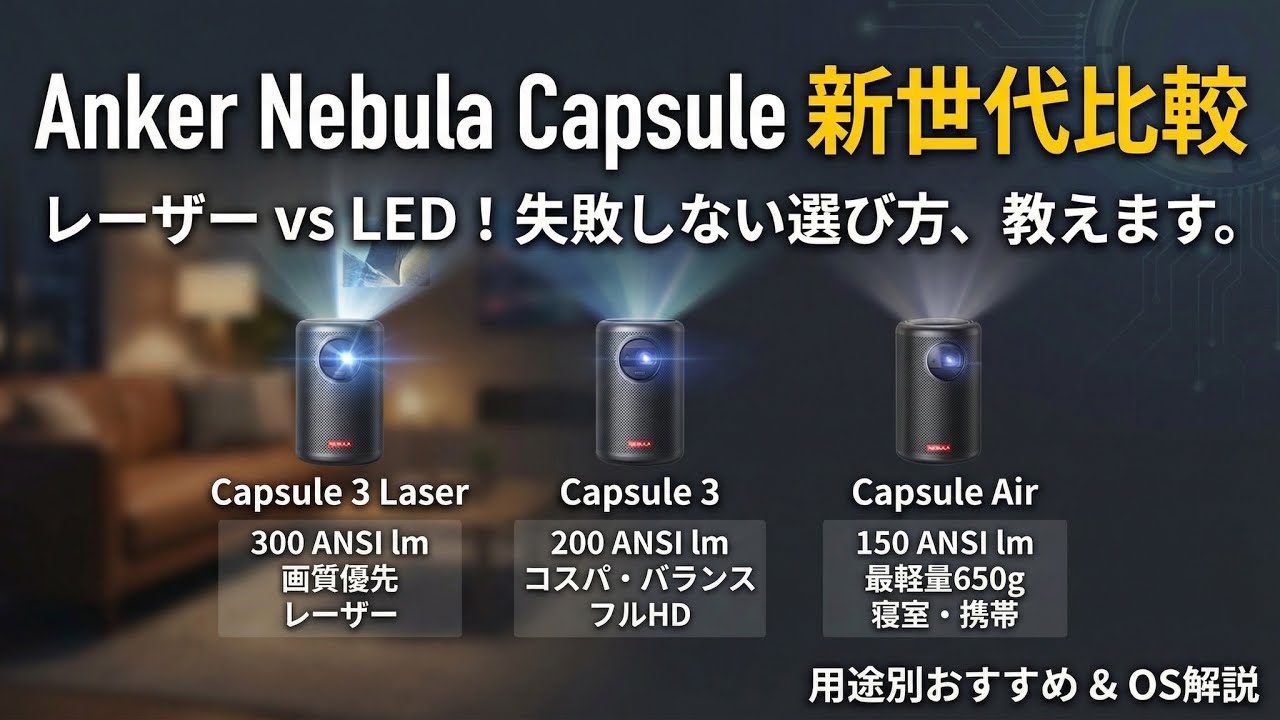Anker Nebula Capsule新世代おすすめ｜Capsule 3 Laser/3/Airを
