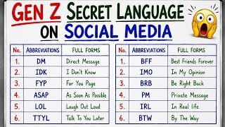 Gen Z Secret Language that they use on social media | social media abbreviations and full forms