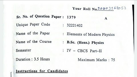 Elements of Modern Physics Question paper - 4, DU | Semester - IV | University of Delhi #du #2022