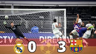 ملخص مباراة برشلونة 3-0 ريال مدريد \\ مباراة ودية ضمن جولة أبطال كرة القدم \\ تعليق فارس عوض