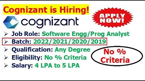 Cognizant is hiring 2022/2021/2020/2019 batch | No % Criteria | Eligibility? | Salary? | Location?