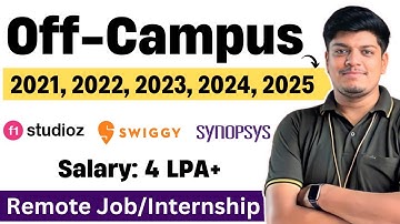 Synopsys, Swiggy, Outlier Off-Campus Hiring | 2021, 2022, 2023, 2024, 2025 BATCH | Remote Job/Intern