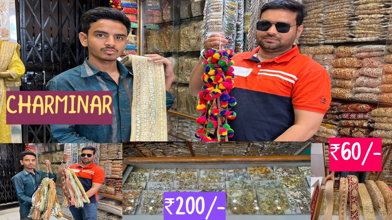 Hyderabad, famous lad  bazaar,Gota ke masale hand made laces Charminar  #viralvideo #shopping