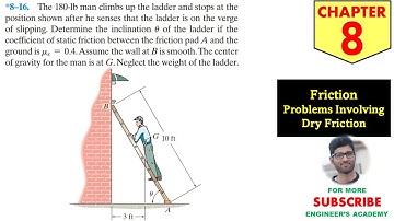 8-16 Friction (Ladder Problem) - Chapter 8 | Hibbeler Statics 14th ed | Engineers Academy