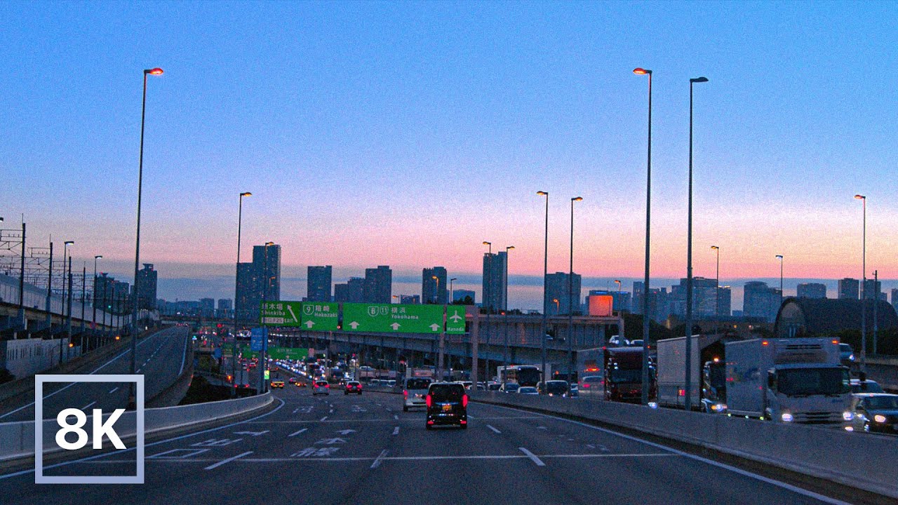 Twilight Drive across Tokyo Bay / 8K 60fps HDR / Relaxing Lofi Beats