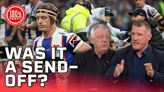 Did Phoenix Crossland actually deserve to be sent off for his tackle on Cleary? | 100% Footy screenshot 2