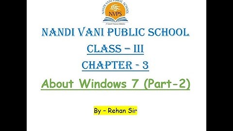 Class - 3 || Chapter -3 || About Windows 7 (Part-2) || By - Rehan sir || Nandi Vani Public School