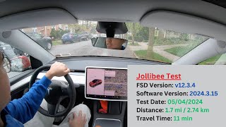 Tesla FSD Beta v12.3.4 Test: Jollibee