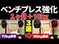 【1ヶ月で＋10kg】ベンチプレスが爆伸びする3つの科学的テクニック【間違いなく初耳】