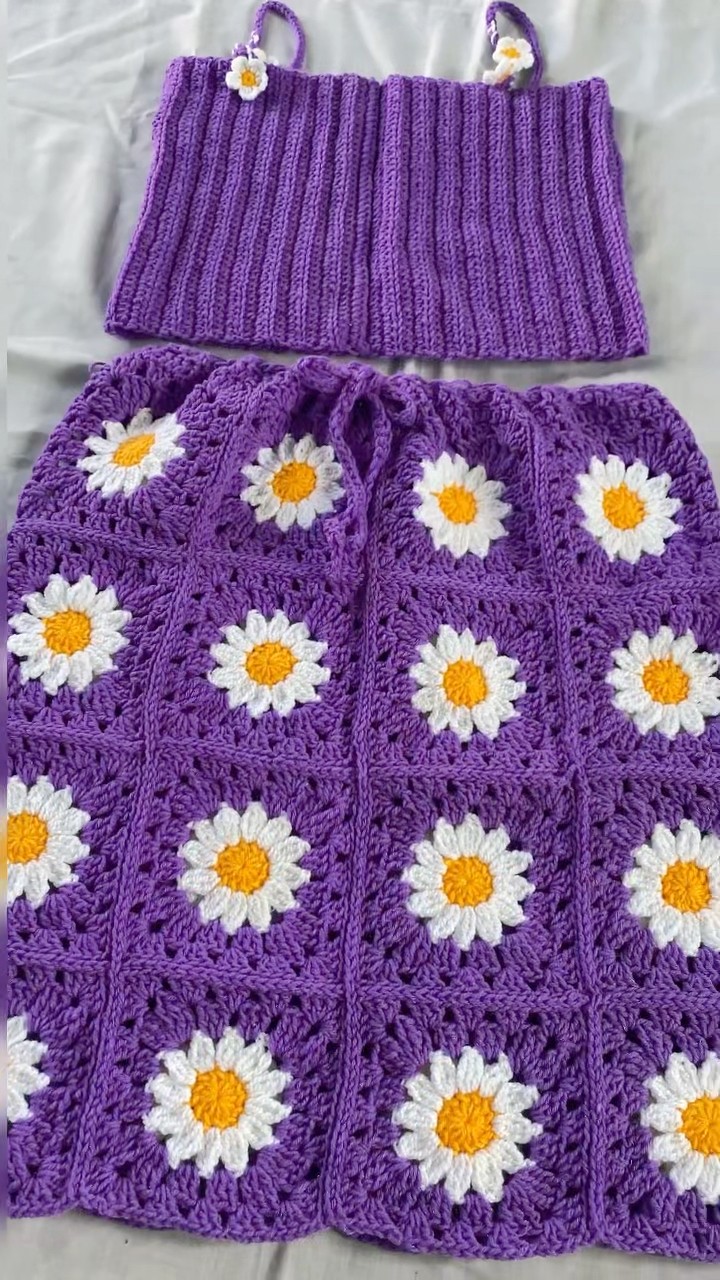 Crochet Daisy Co-Ord Set 🌸✨ #crochet #crochettutorial