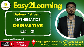 Diploma 1st Sem | Mathematics (Lec 01 Derivative) | By David Das/Easy2Learning