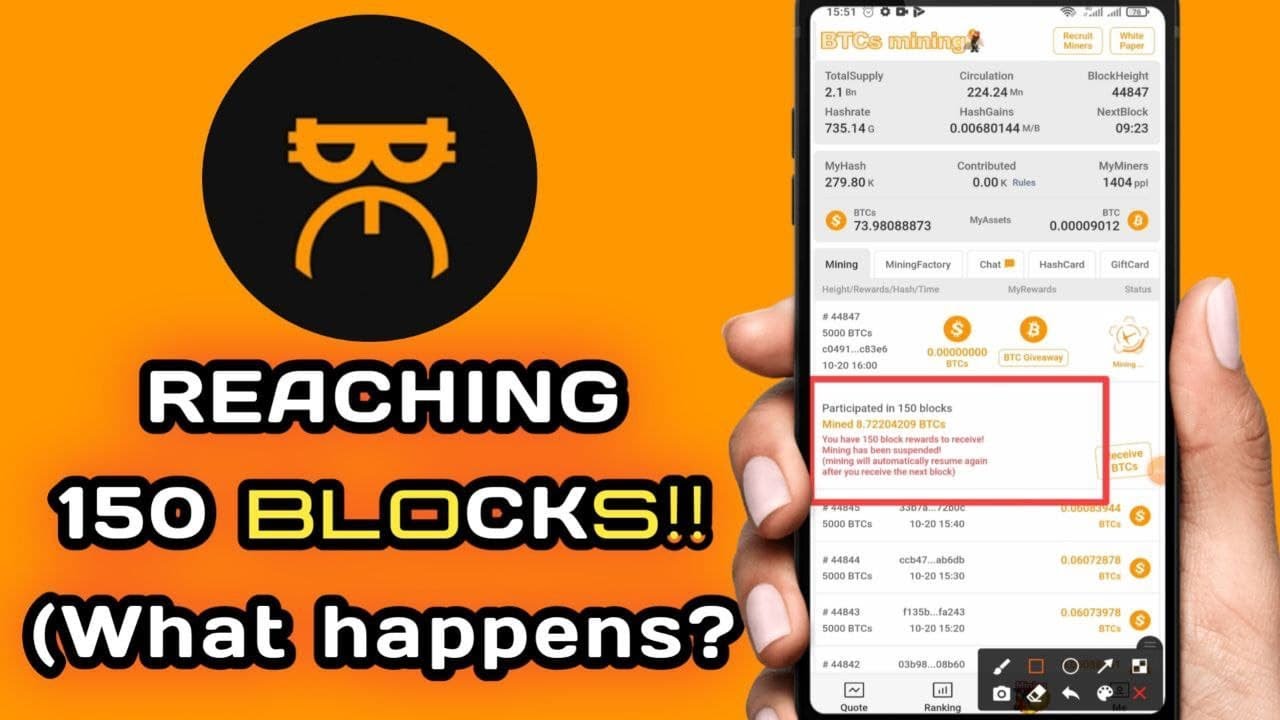 Reaching 150 blocks the SATOSHI APP - BTCs MINING - CORE Mining