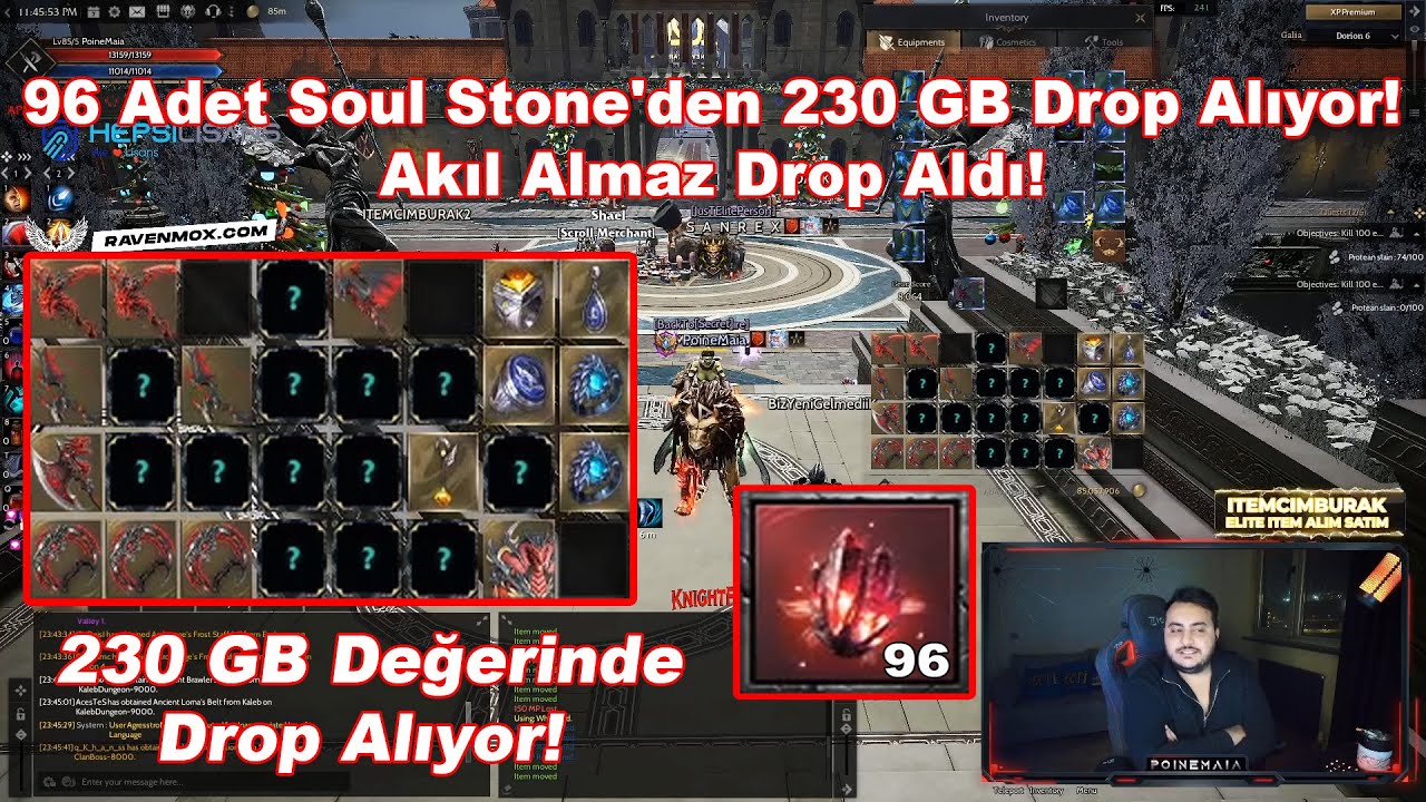 PoineMaia | 96 Adet Soul Stone'den 230 GB Drop Alıyor! Akıl Almaz Drop Aldı! | Rise Online