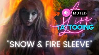 🔴"The Snow & Fire Sleeve" Live Tattoo Session (🔇muted test) ⚡Tattoo Artist Electric Linda