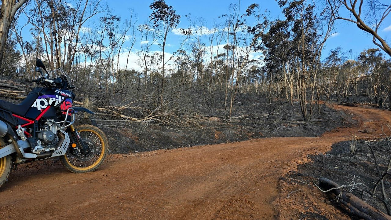 Offroad on the Aprilia Tuareg Rally | Riding through bushfire affected area