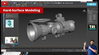 Model a Rifle Scope Hard Surface Modeling in 3ds Max sci-fi Weapon