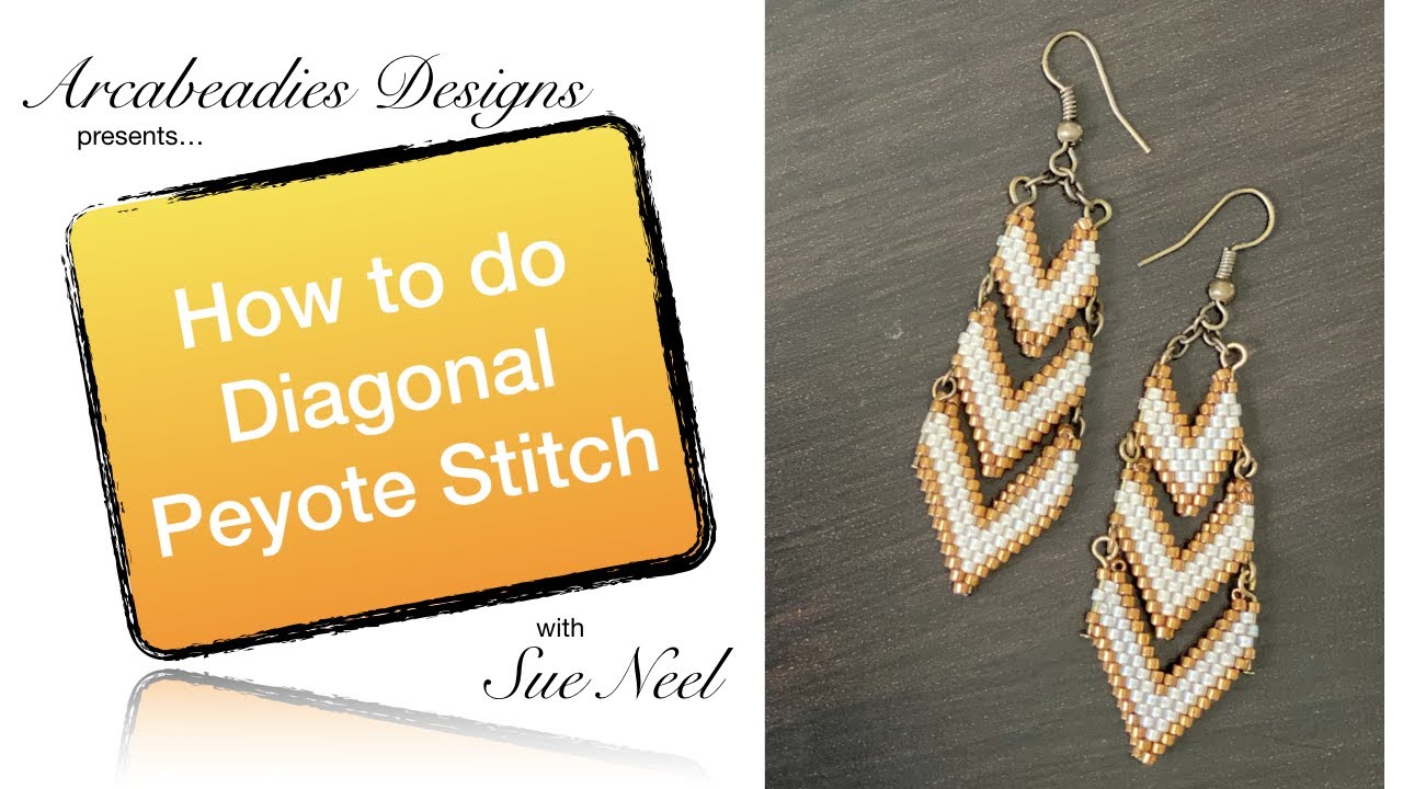 Beading Tutorial Pattern Earrings - Diagonal Peyote Stitch