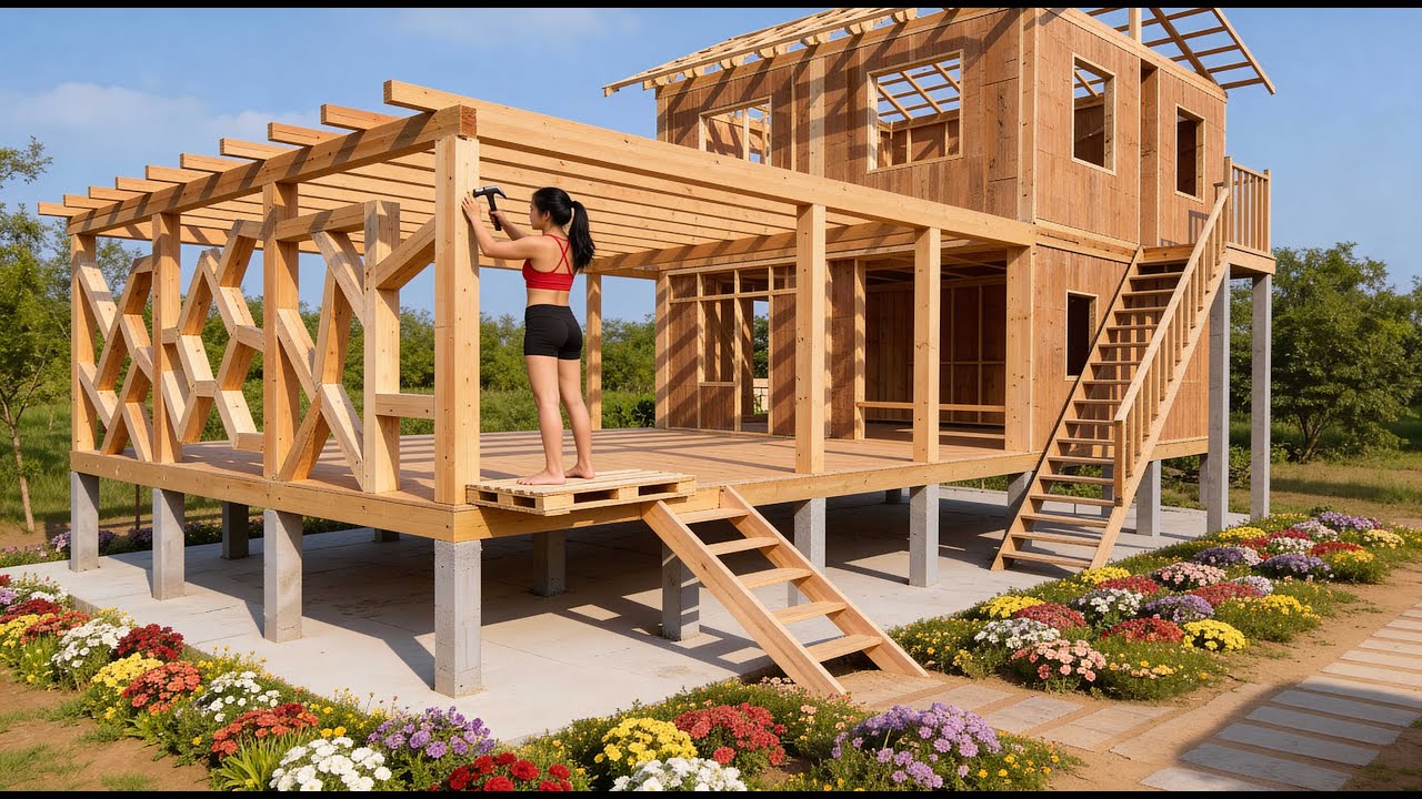 モダンヴィラのドア枠作りを開始｜Starting to Build Door Frames for a Modern Villa | Building Dream Villa in One Year