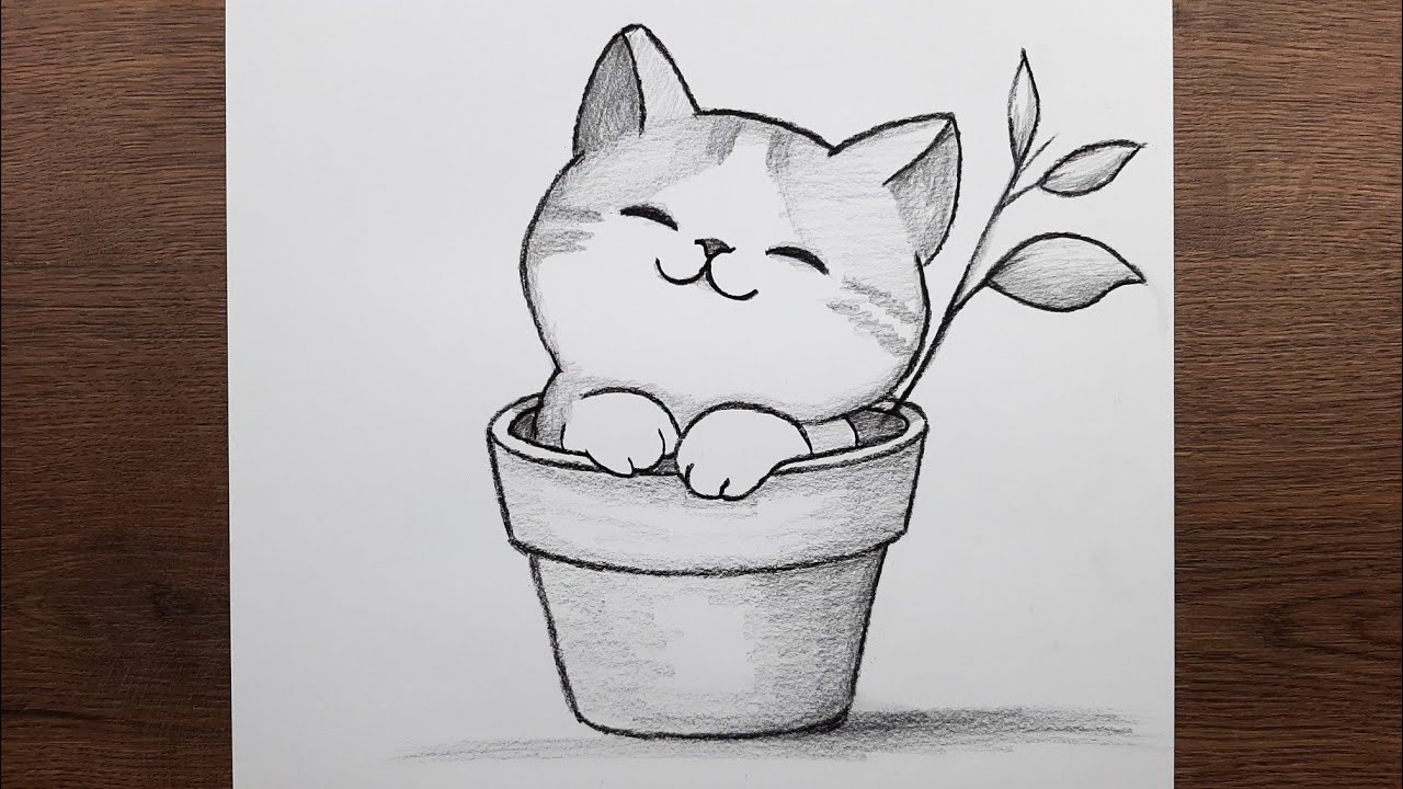 Çok kolay sevimli kedi resmi nasıl çizilir - Yeni başlayanlar için kolay öğretici kedi resmi çizimi