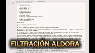 NUEVAS FILTRACIONES SOBRE ALDORA Y NUEVAS SKINS Noticias LOL
