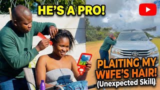 Irl TYTIE PLAITING HIS WIFE KIKI’s HAIR
