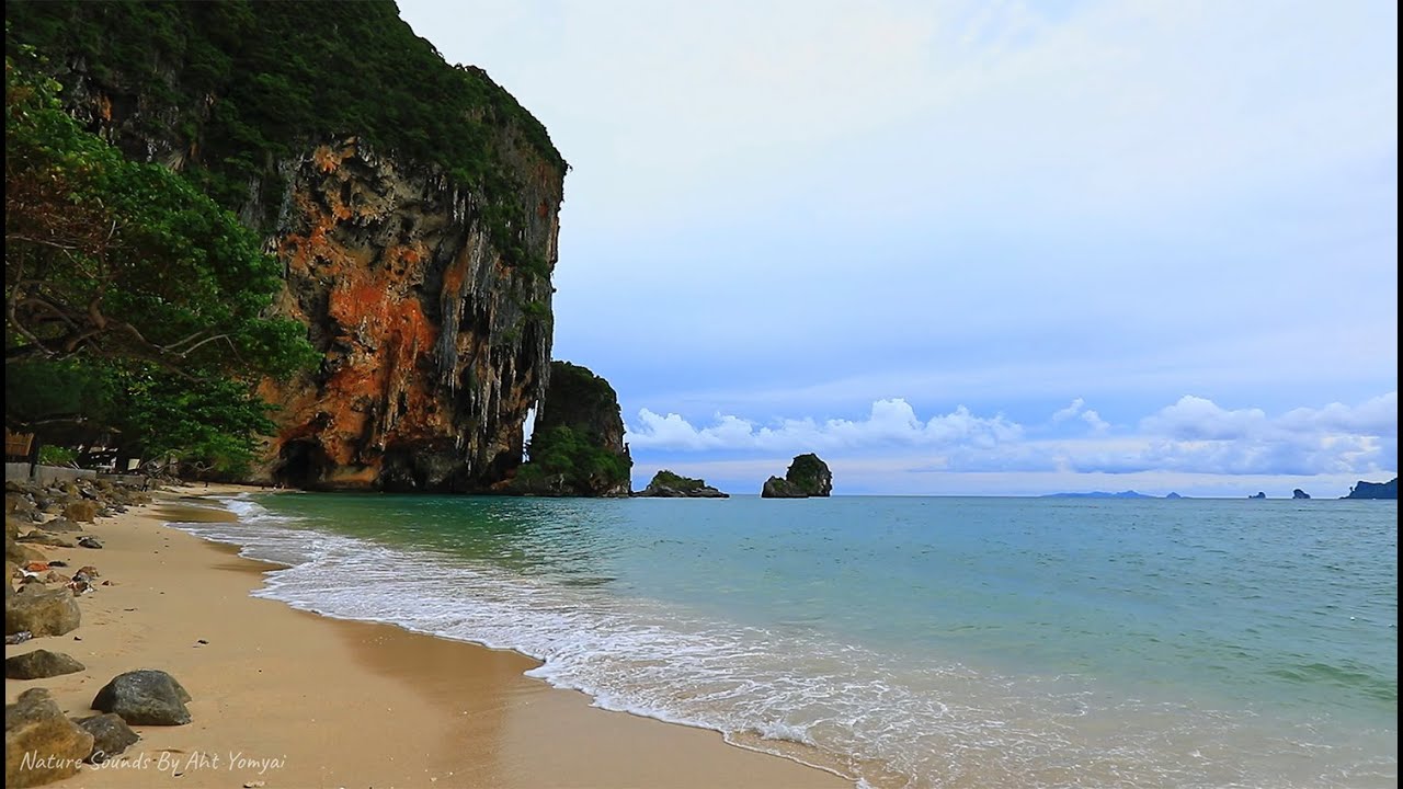 Railay Beach in Krabi Thailand - Relaxing sounds of waves ( 4K video)