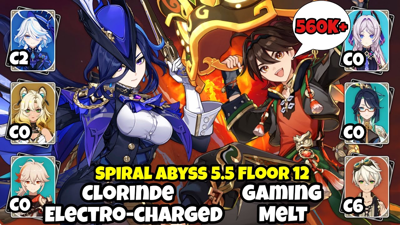 Spiral Abyss 5.5 Floor 12 | C0R1 Clorinde Electro Charged and C6 Gaming Melt Test Run