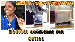 ASMR | How to do a 10-panel URINE DRUG TESTING at work | Day in the life of a medical assistant 🏥