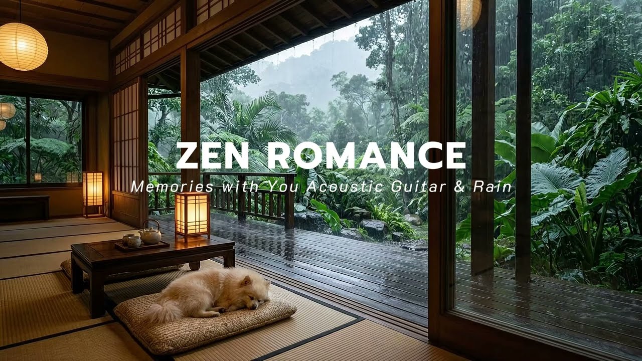 Memories with You 🌿 Peaceful Acoustic Guitar & Rain in a Zen Villa [3 HOURS]