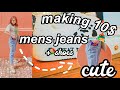 transforming $10 walmart men’s jeans + shoes ! ( indie tiktok inspired diy mom jeans )