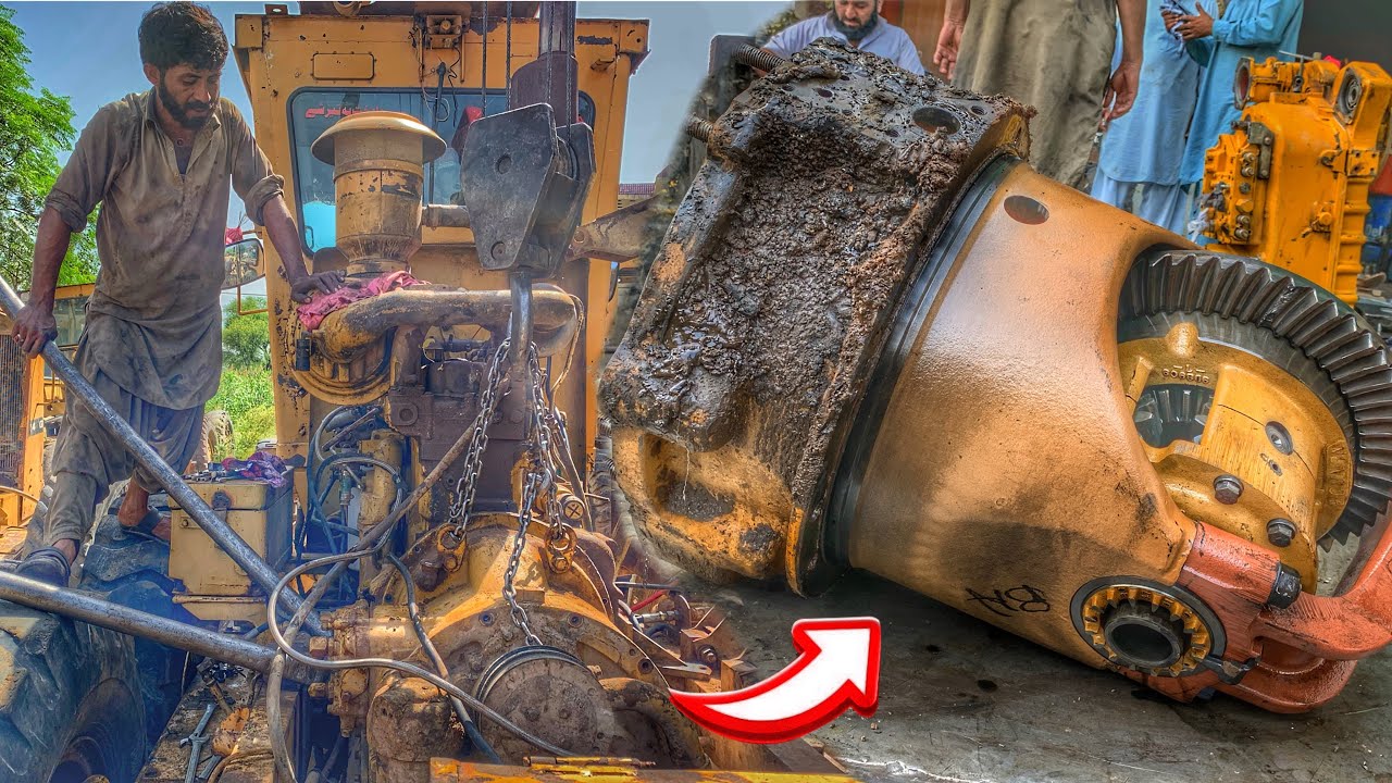 Repairing Process of Cat 140g Motor Grader Broken Differential Gear ...