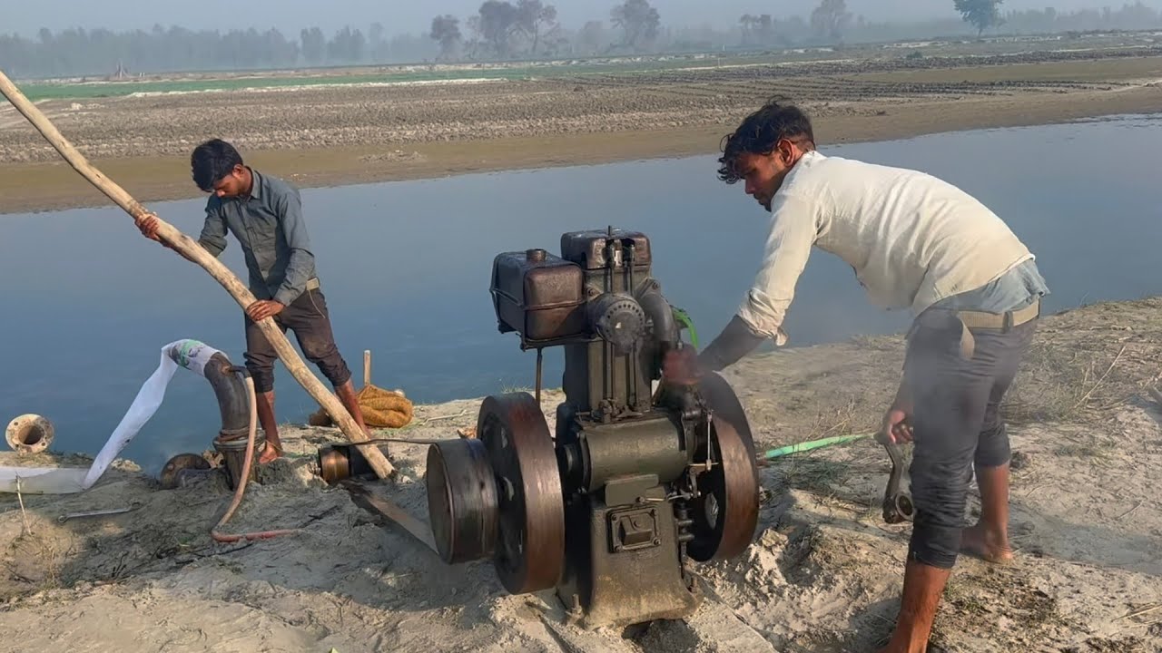 Farming Water irrigation System | Diesel Engine Water Pump Machine Setup/Kisan Ka Indian Water Pump