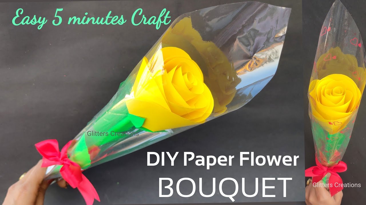 DIY Paper Flower BOUQUET/ Birthday gift ideas/Single Flower