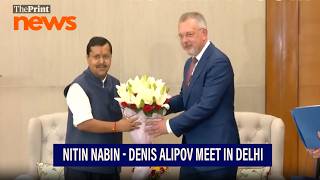 Russian Ambassador Denis Alipov meets Nitin Nabin at BJP headquarters in New Delhi