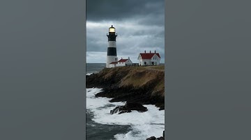 📍 Majestic Lighthouse on a Stormy Coast | Ocean Waves Crashing 🌊 ||#shortvideo