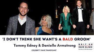Danielle Armstrong drives fiance Tommy Edney to the British Hair Clinic for hair transplant surgery