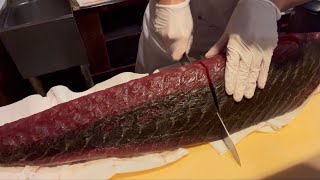 How to breakdown Tuna loin into blocks for Sushi and Sashimi