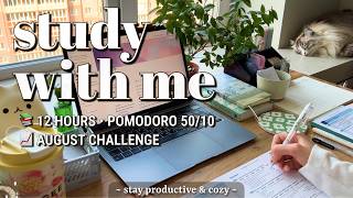 STUDY CHALLENGE 12 HOURS 🔥 Pomodoro 50/10 | Max Focus Session