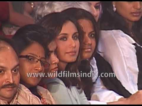 Vidya Balan and Rani Mukherjee (in brown leather boots) ignore each other  at Sabyasachi fashion show 