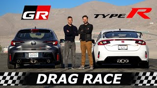 2023 Honda Civic Type R vs Toyota GR Corolla // DRAG & ROLL RACE
