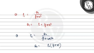 Two non-conducting solid spheres of radii \( R \) and \( 2 R \), having uniform volume charge de...
