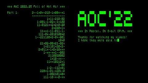 Advent of Code 2022 day 25 (in Pascal, on 8-bit CP/M)