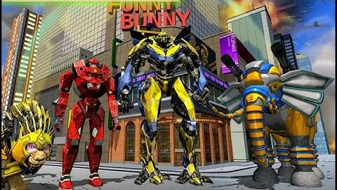 Elephant Robot Vs Lion Robot Tramsform War Games " Android Gameplay