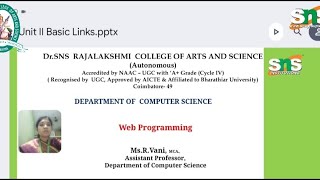 Lecture Video|Web Programming|Unit II|SNS Institutions 