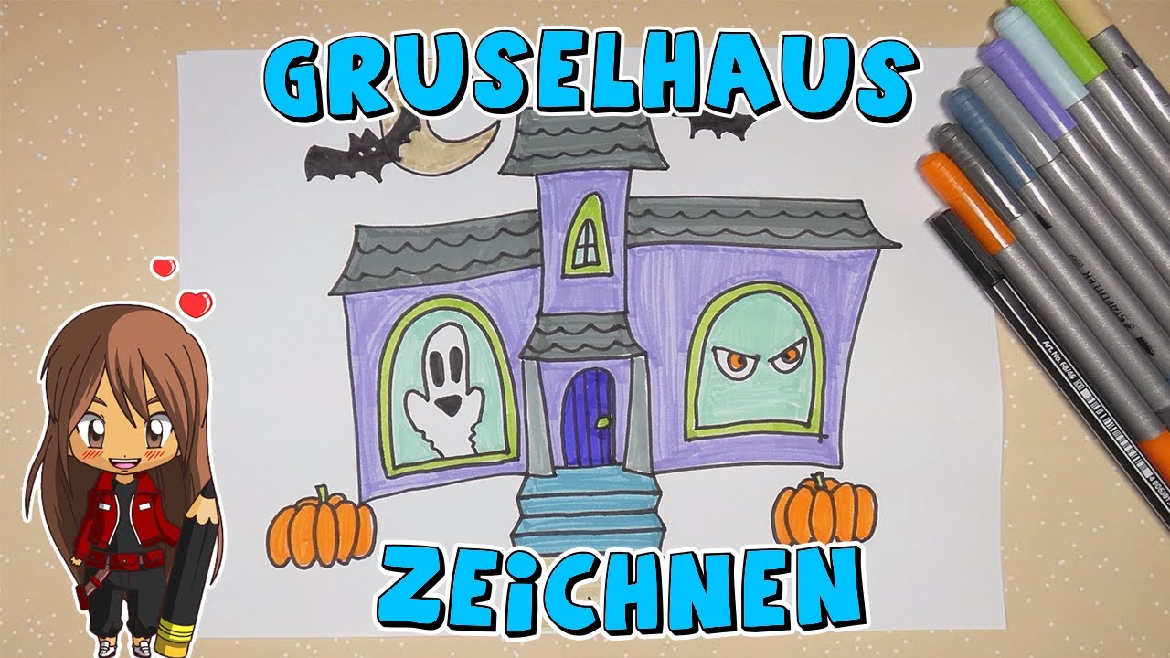 Дом с привидениями простое рисование для детей | от 8 лет | Рисование с Эви | немецкий язык