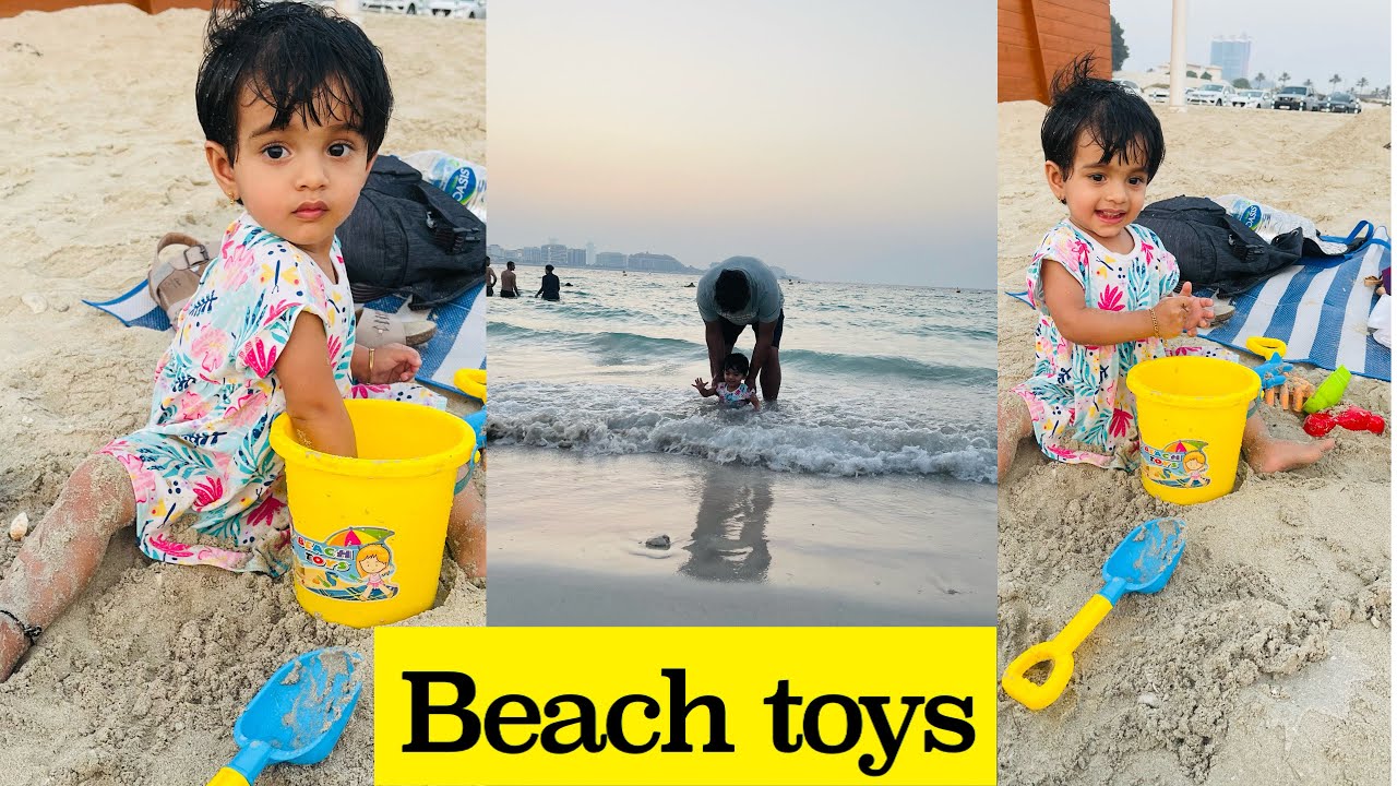 Beach vlog/ Dubai Beach/nima playing on the beach with beach toys